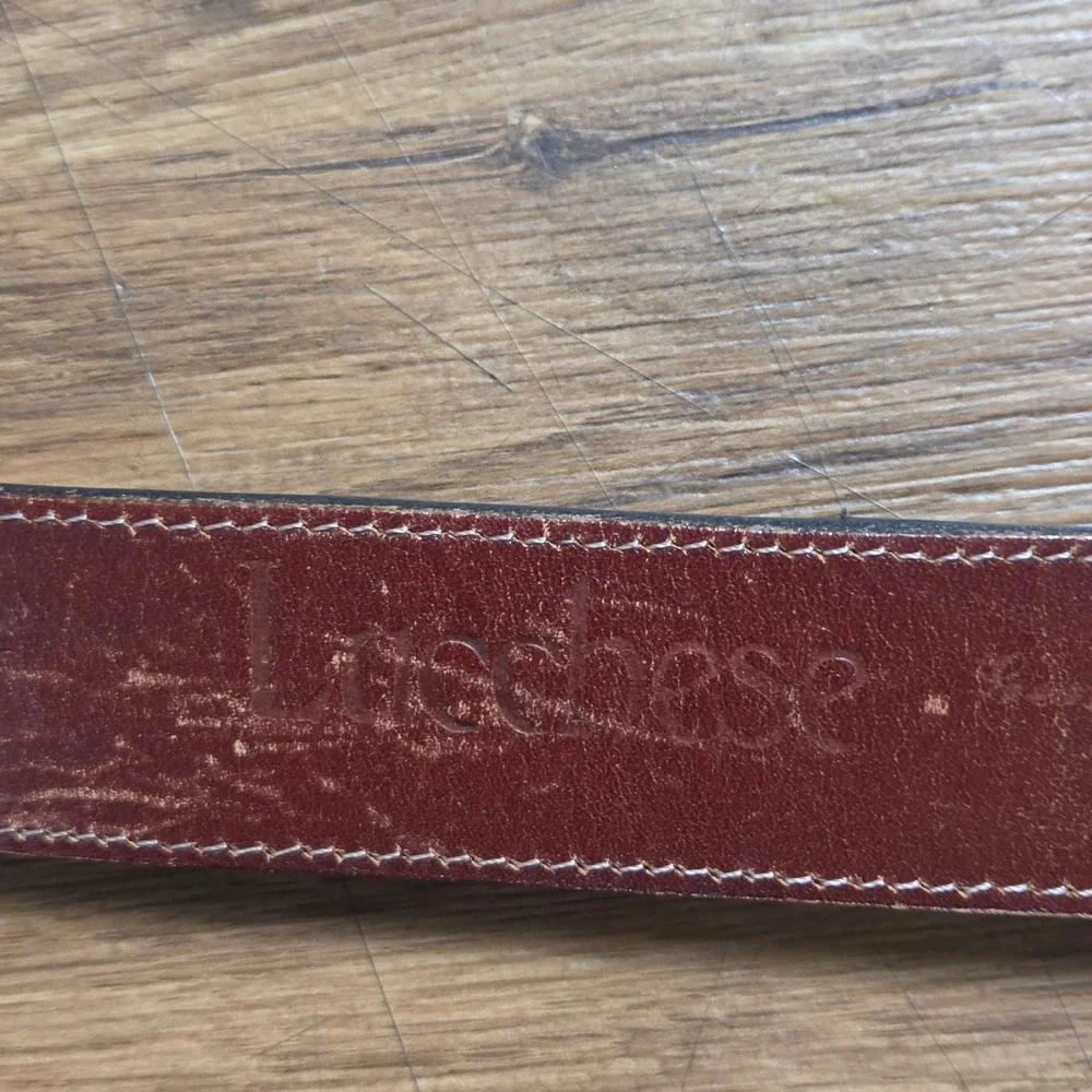 Lucchese Mens Genuine Lizard Western Belt 42 Silver Engraved Buckle BL831 USA